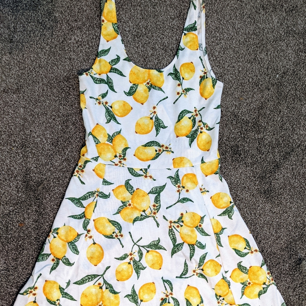 Divided H&M White Lemon Skater Dress